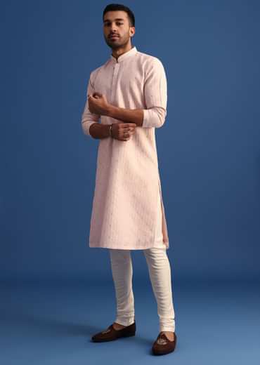 Peach Foil Printed Kurta Set