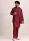 Maroon Silk Blend Mirror Work Kurta Set With Dupatta