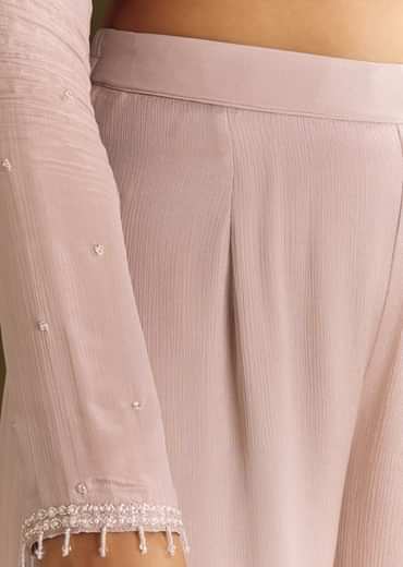 Lavender Chinon Zardosi Kurta Sharara With Cutdana Dupatta