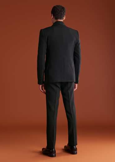 Black Cutdana Embroidereid Tuxedo Set With Accessories