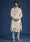 White Silk Embellished Sherwani Set With Kamarbandh
