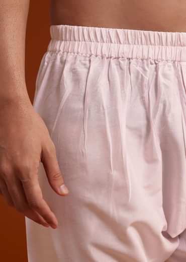 Pink Zari Pearl and Resham Embroidered Sherwani Set