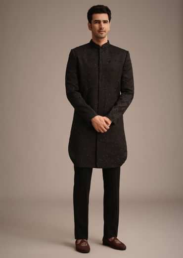 Black Cutdana Work Indowestern Set