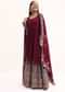 Wine Chinon Anarkali Suit With Zari Work