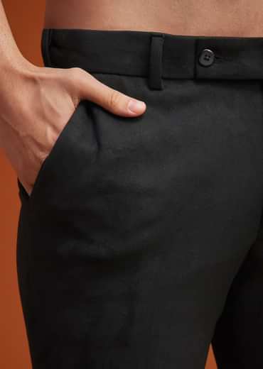 Black Open Indo Jacket Set With Silver Beadwork