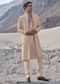 Beige Gold Zardosi Sherwani Set With Stole Dupatta
