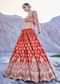 Orange Embroidered Silk Lehenga With Two Dupattas