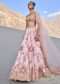 Pink Floral Embroidered Bridal Lehenga With Two Dupattas