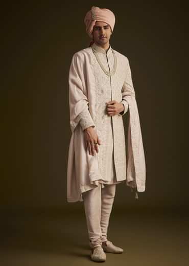 Dusty Pink Embroidered Sherwani Set