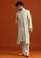 Beige Sherwani Set With Dupatta With Hand Work