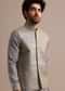 Grey Embroidered Silk Kurta Jacket Set For Men
