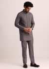 Purple Rayon Kurta Jacket With Mandarin Collar