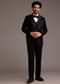 Black Tuxedo With Beaded Embellishments And Satin Lapel
