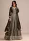 Dark Brown Silk Zari Embroidered Anarkali Suit