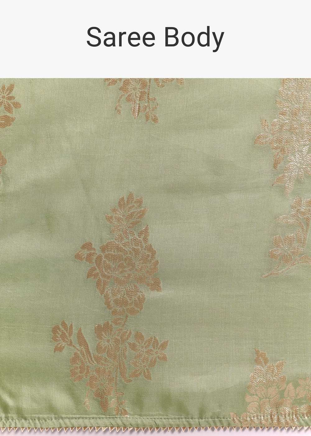 Green Dola Silk Embroidered Saree With Gotta Patti and Lurex Work