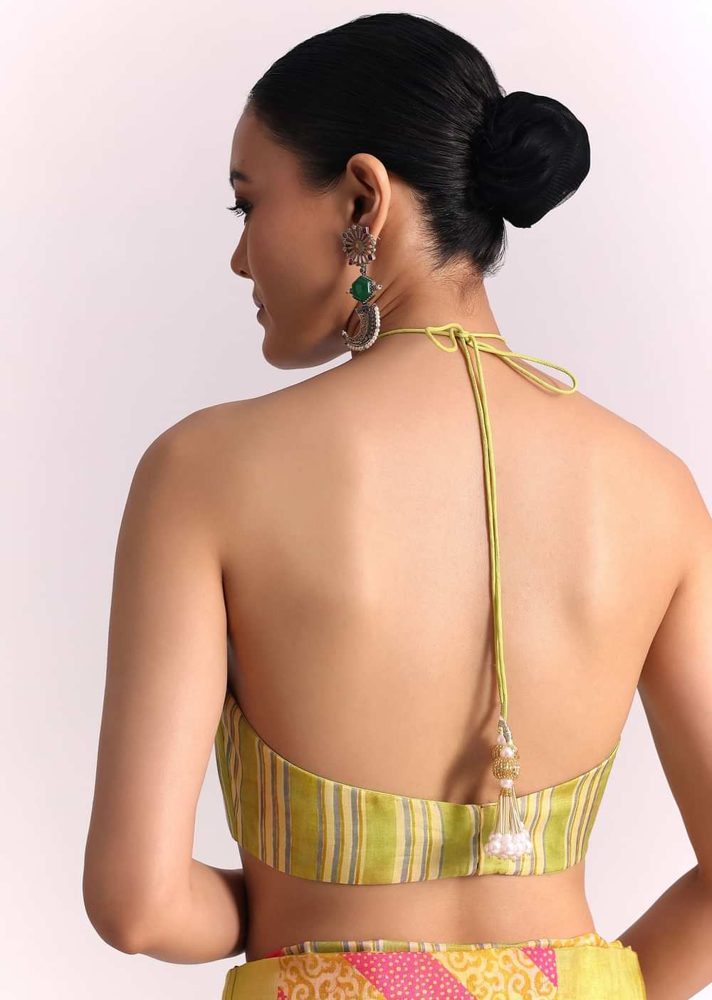 Green Muslin Printed Saree with Mirror Work