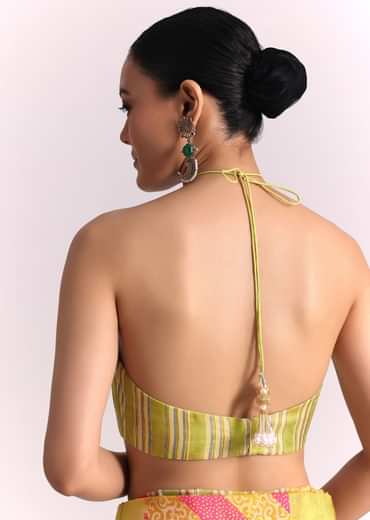 Green Muslin Printed Saree with Mirror Work