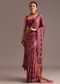 Purple Ajrakh Printed Saree With Mirror Border
