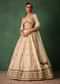 Ivory Raw Silk Hand Embroidered Lehenga Set With Net Dupatta