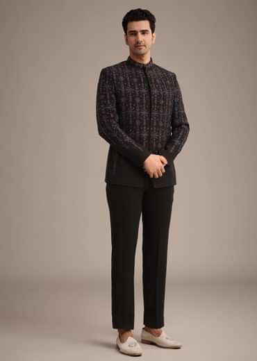 Black Indowestern Set With Cutdana Work