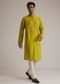 Yellow Silk Kurta With Thread Embroidery
