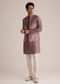 Mauve Kurta Pant Set With Embroidered Nehru Jacket