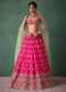 Deep Pink Bridal Butti Work Lehenga With Tassels on Blouse And Dupatta