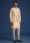 Beige Silk Zardozi Work Jacket And Kurta Set