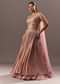 Dusty Pink Ruching Lehenga With Embroidered Blouse And Choker Dupatta
