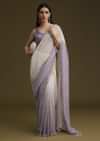 Lavender Ombre Sequins Saree With Scallop Embroidery Border