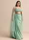 Light Aqua Draped Skirt With Net Cape