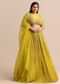 Yellow Ruched Lehenga With Embroidered Blouse And Dupatta