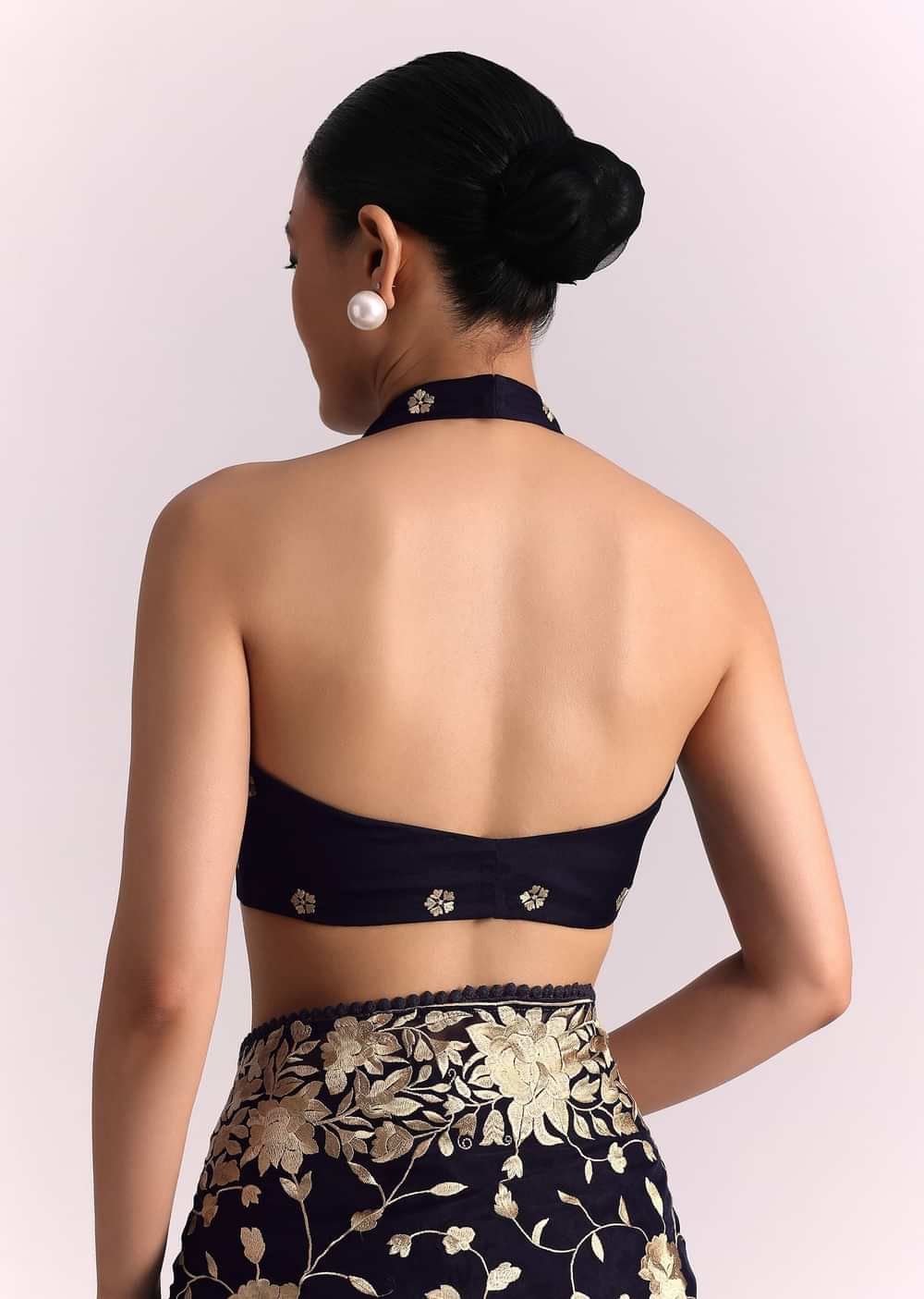 Blue Organza Parsi Gara Embroidered Saree