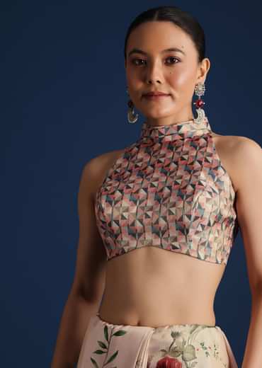 Off White Tissue Muslin Printed Saree With Pitta Work