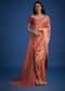Peach Dola Silk Saree With Zari Work And Gota Patti Border