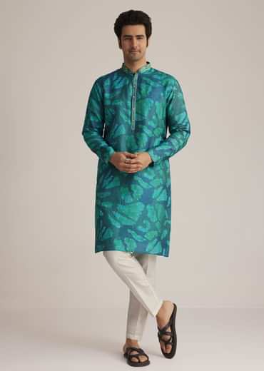 Bottle Green Printed Kurta Set