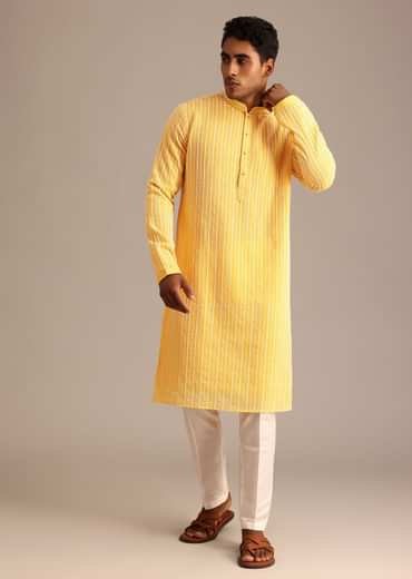 Yellow Georgette Kurta Set With Resham Work