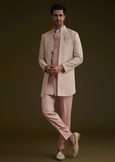 Blush Pink Embroidered Indo Western Set