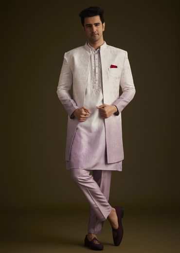 Purple and Lilac Ombre Sherwani With Embroidery