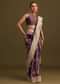 Purple Dual Shaded Khaddi Georgette Saree With Zari Brocade Pallu Border