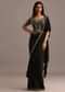 Black Ready Pleated Frills Saree With Embroided Blouse And Belt