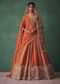 Rust Raw Silk Bridal Lehenga With Buti Work Dupatta