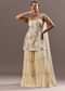 Off White Embroidered Kurta Sharara With Choker Dupatta