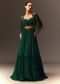 Bottle Green Tiered Lehenga With Net Cape