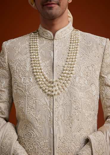 Faun Sherwani Set With Dori And Resham Work