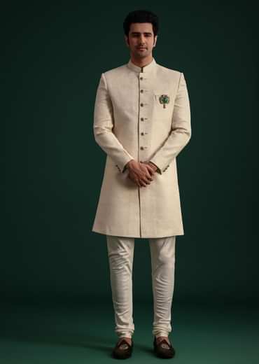 Ivory Silk Sherwani Suit