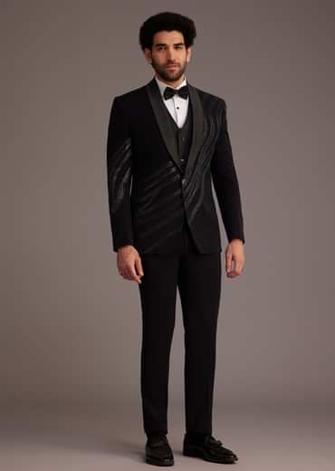 Black Tuxedo With Embellished Swirl Detailing