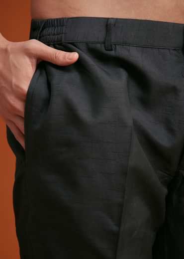 Blue To Black Ombre Indo Jacket Set With Mirror And Sequin Embellishments