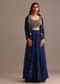 Blue Embroidered Croptop With Drape Skirt And Tussar Jacket