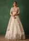 Oyster Hand Embroidered Organza Lehenga Set With Cutdana Work